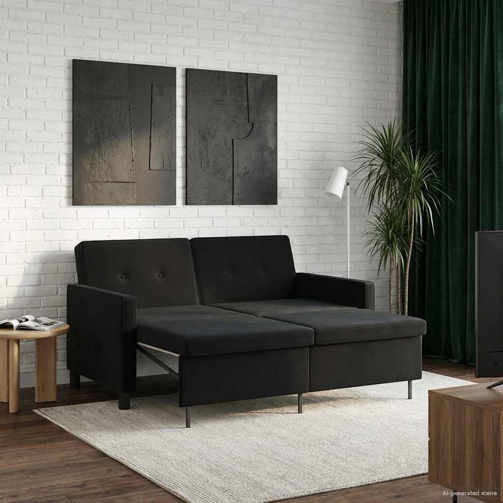 vidaXL Sofa Bed Czarny tkanina