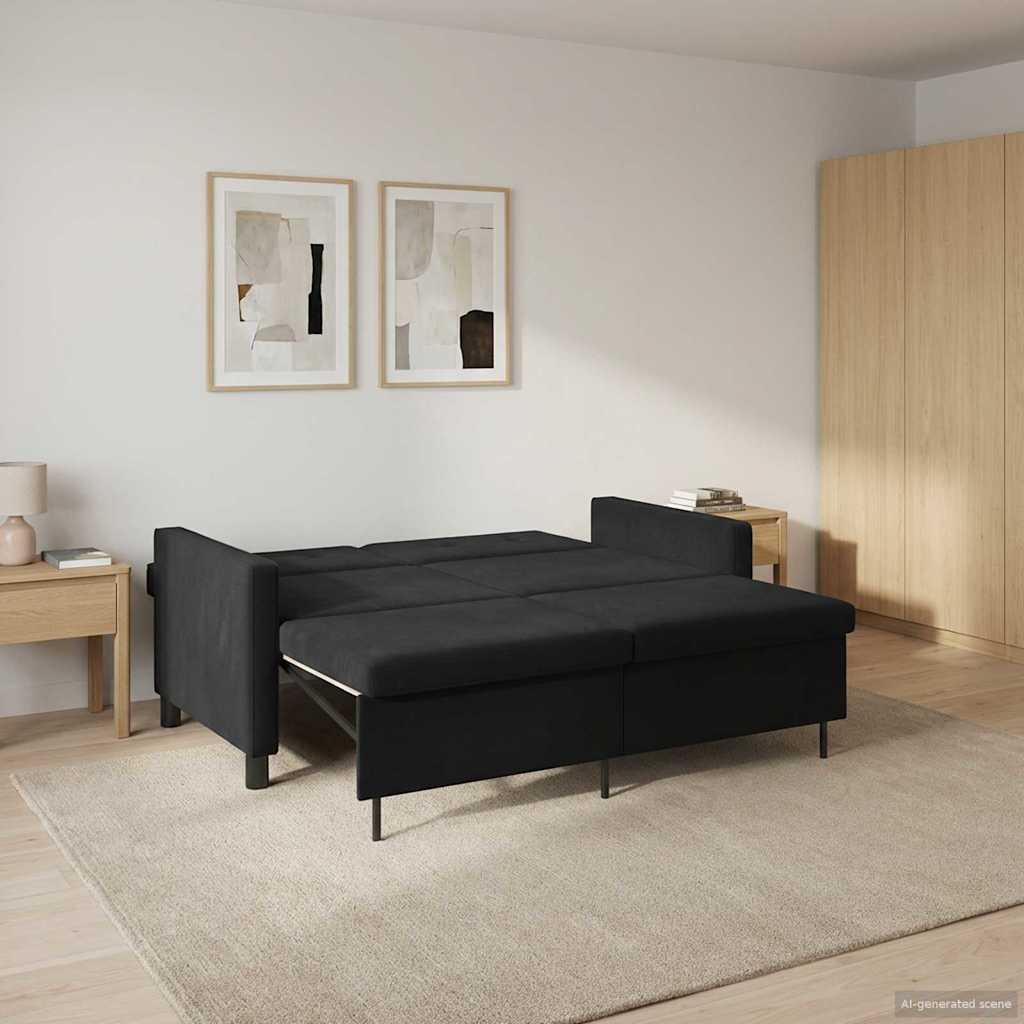 vidaXL Sofa Bed Czarny tkanina