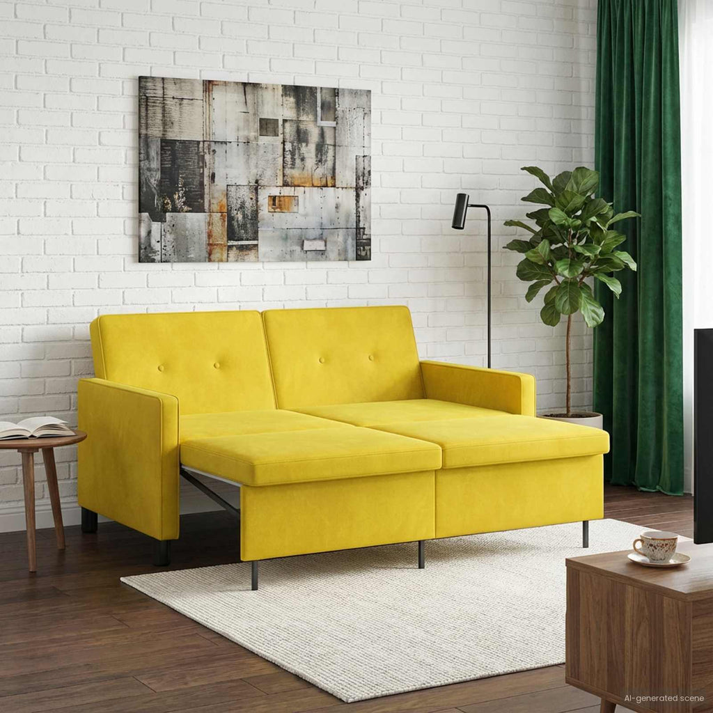 vidaXL Sofa Bed żółty tkanina