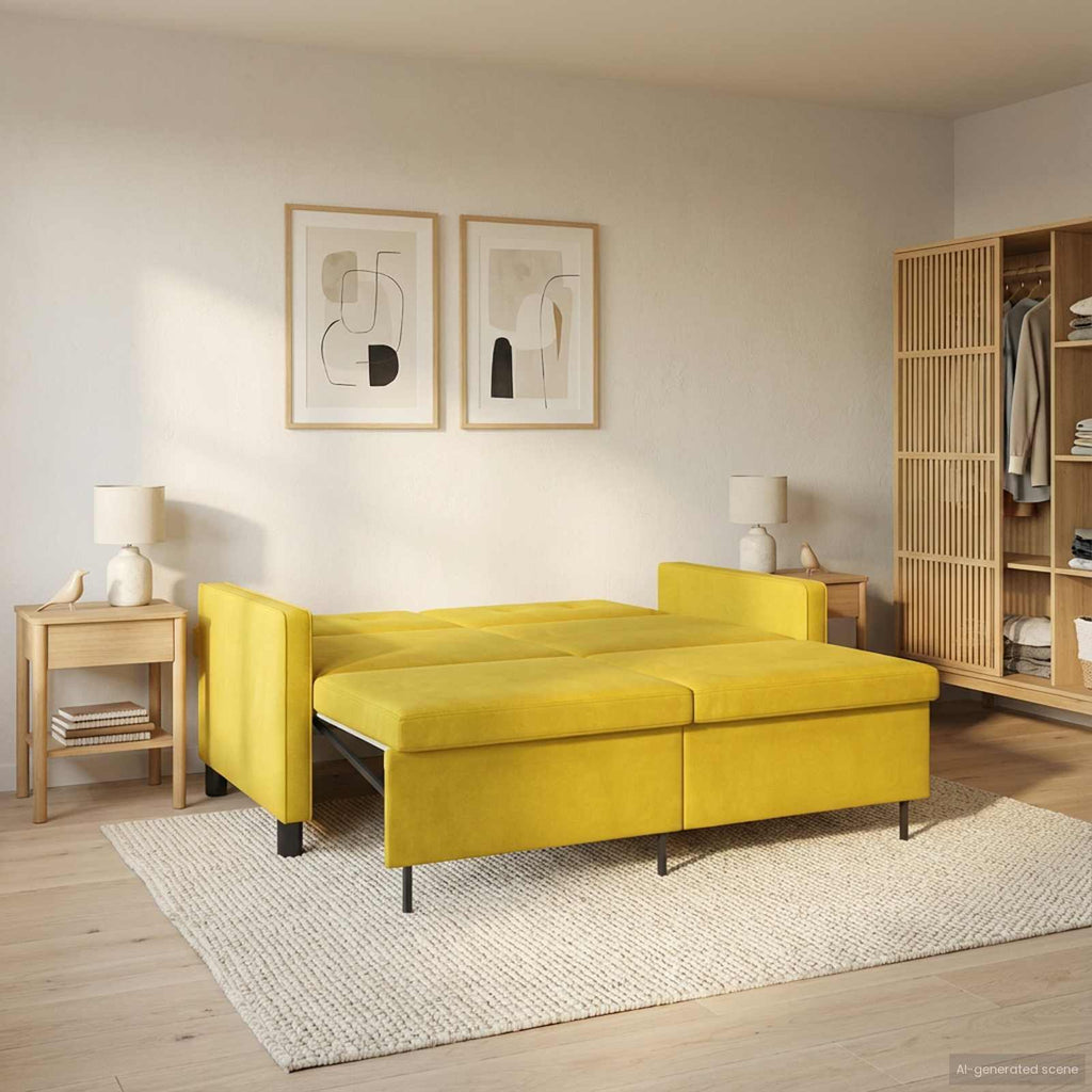 vidaXL Sofa Bed żółty tkanina