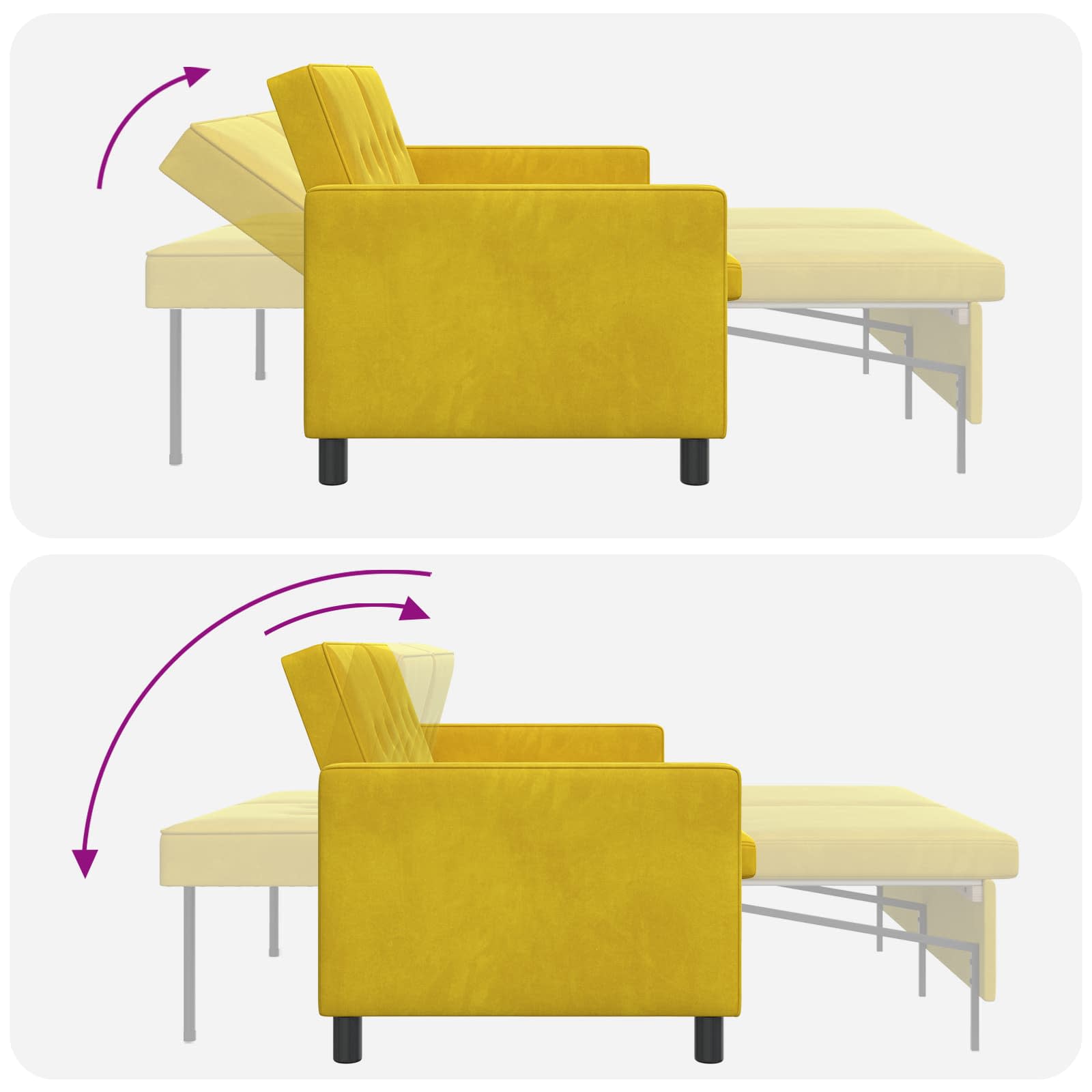 vidaXL Sofa Bed żółty tkanina