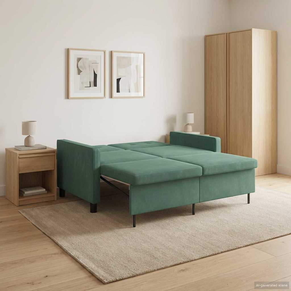 vidaXL Sofa Bed Zielony morski tkanina