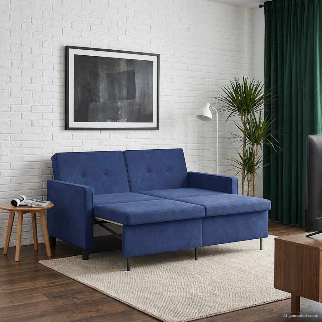 vidaXL Sofa Bed Niebieski policyjny tkanina