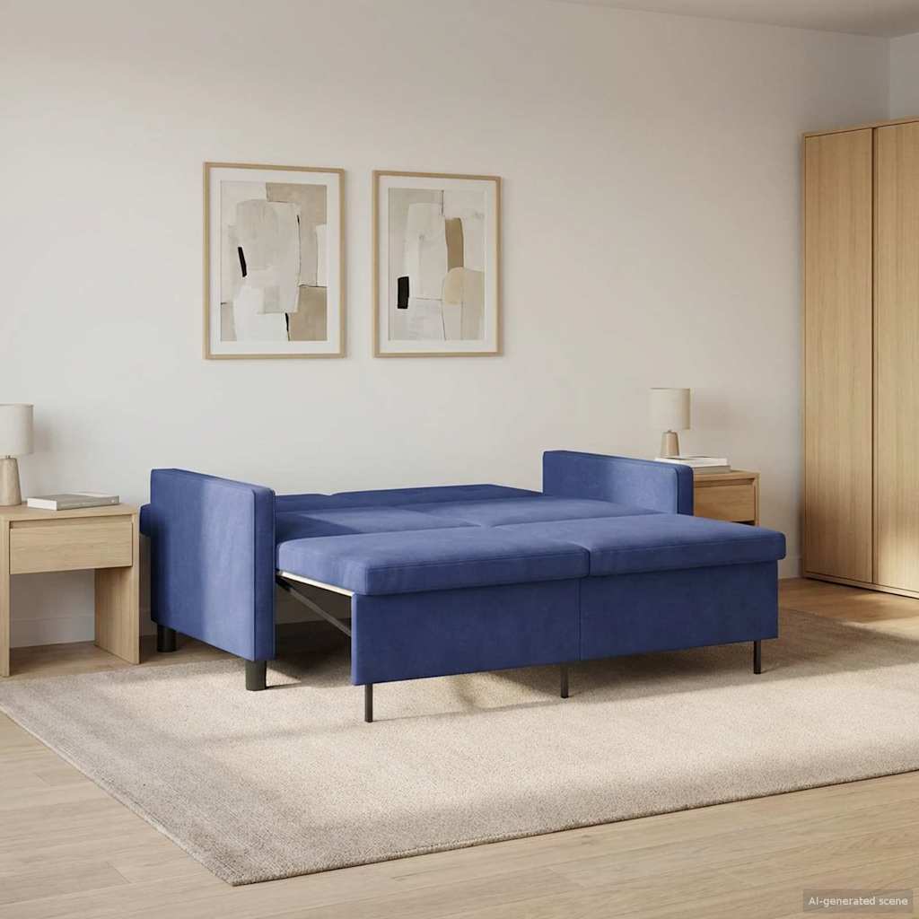 vidaXL Sofa Bed Niebieski policyjny tkanina