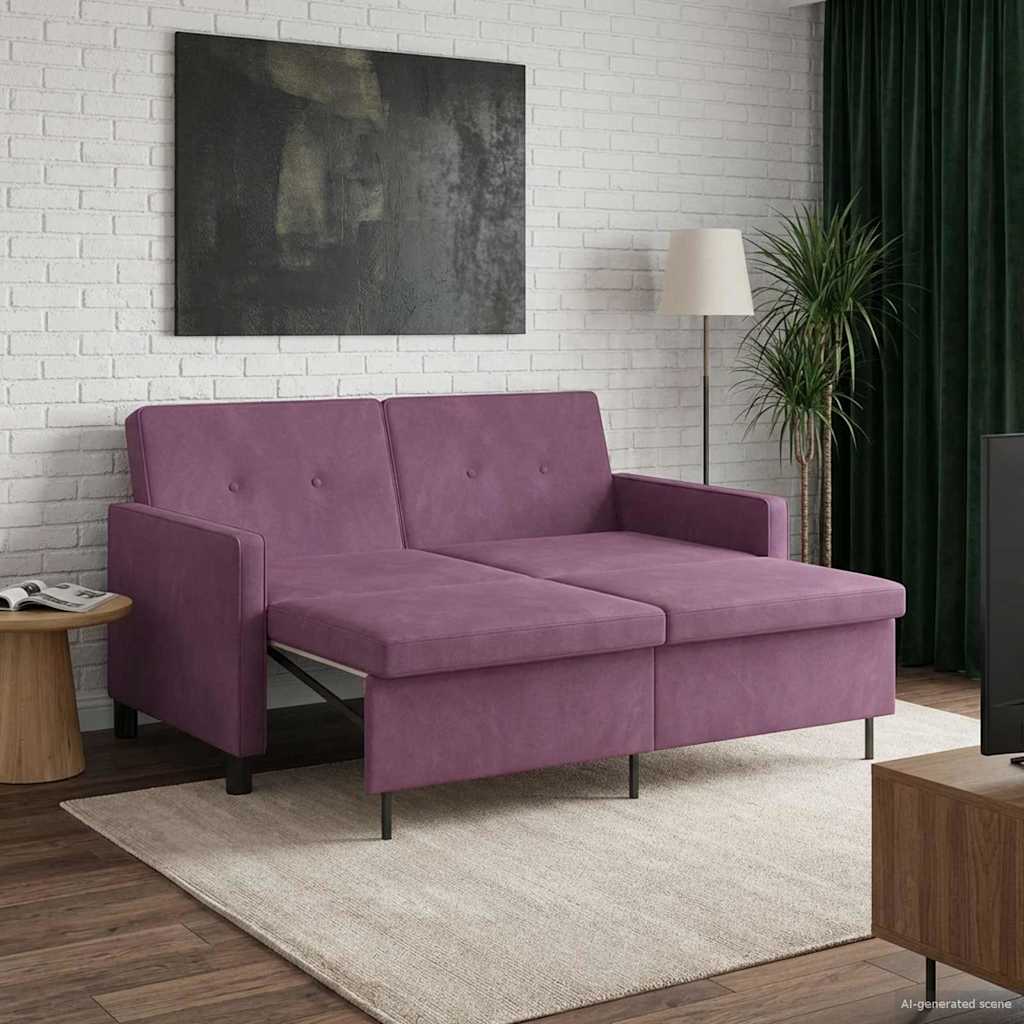 vidaXL Sofa Bed Fioletowy tkanina