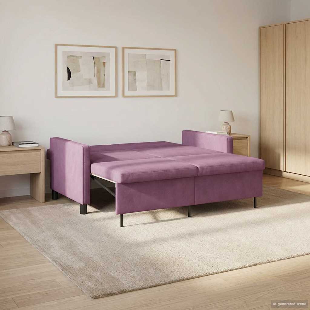 vidaXL Sofa Bed Fioletowy tkanina