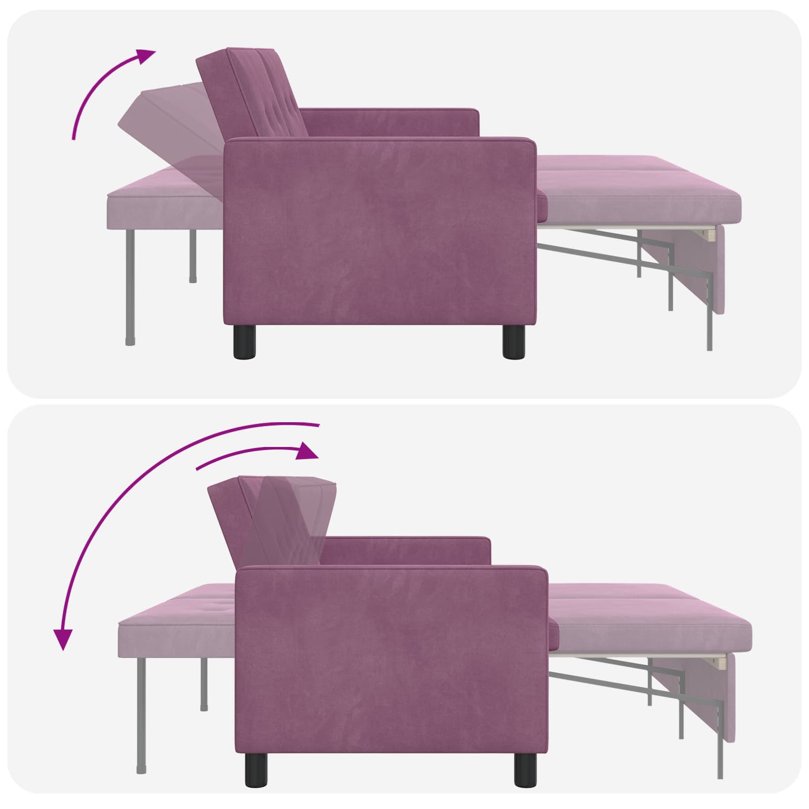 vidaXL Sofa Bed Fioletowy tkanina