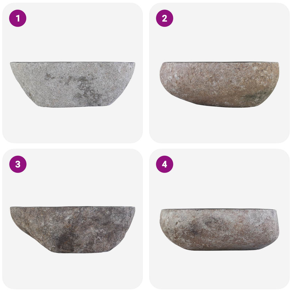 vidaXL Umywalka Owalny Szary (32-37) x (27-30) x 12 cm Kamień rzeczny