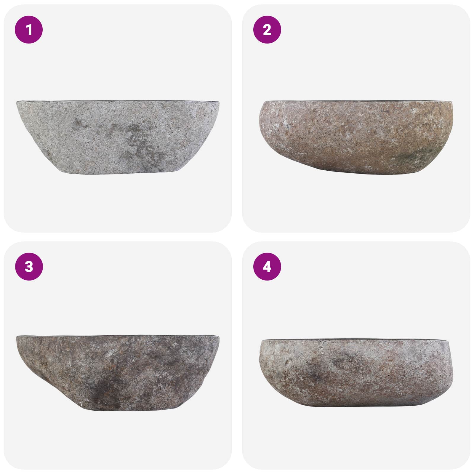 vidaXL Umywalka Owalny Szary (32-37) x (27-30) x 12 cm Kamień rzeczny