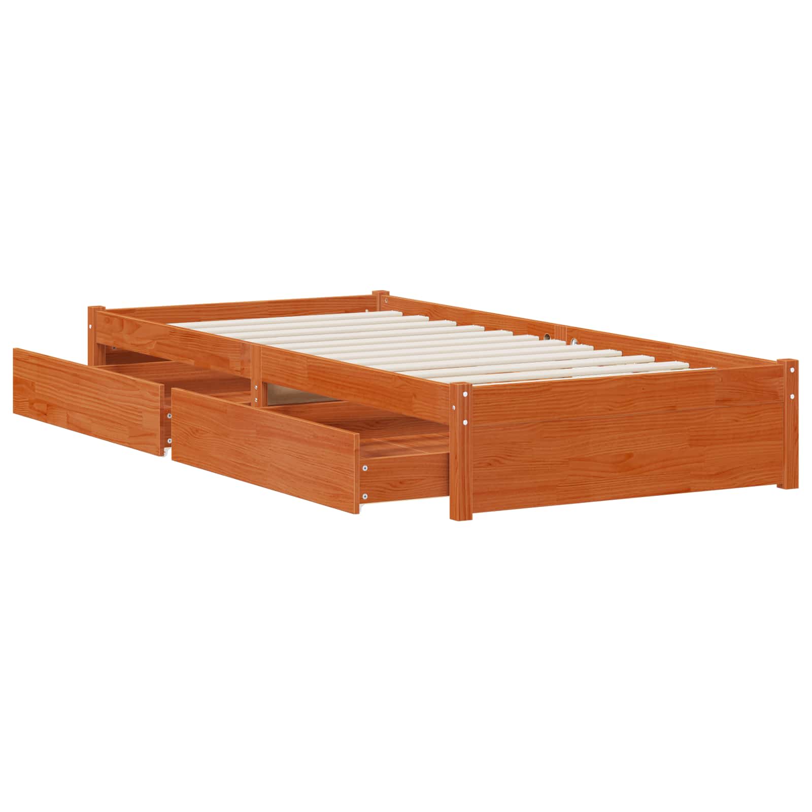 vidaXL Ramka łóżka z szufladą 3 pcs Woskowy Brąz Drewno sosnowe