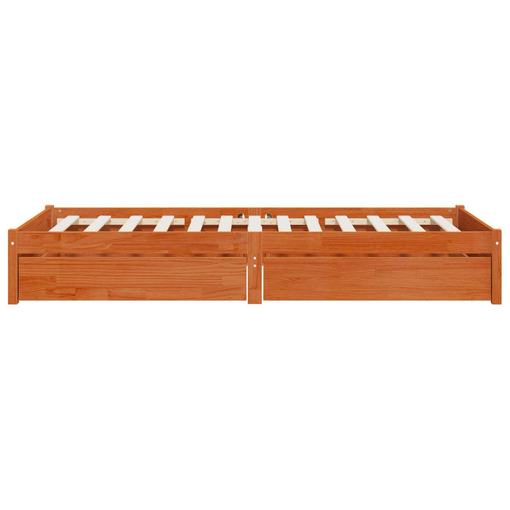 vidaXL Ramka łóżka z szufladą 3 pcs Woskowy Brąz Drewno sosnowe