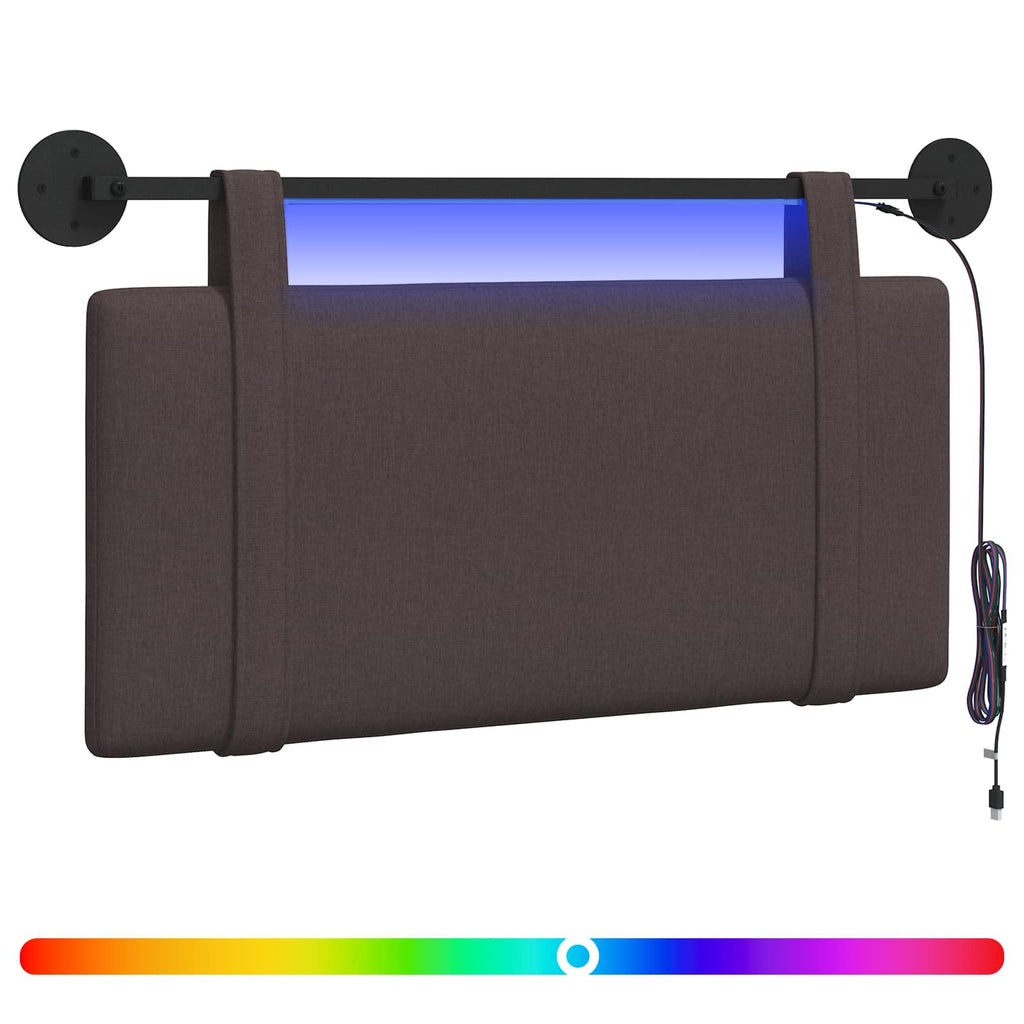 vidaXL Wezgłowie wiszące Z lampą LED Ciemny brąz tkanina