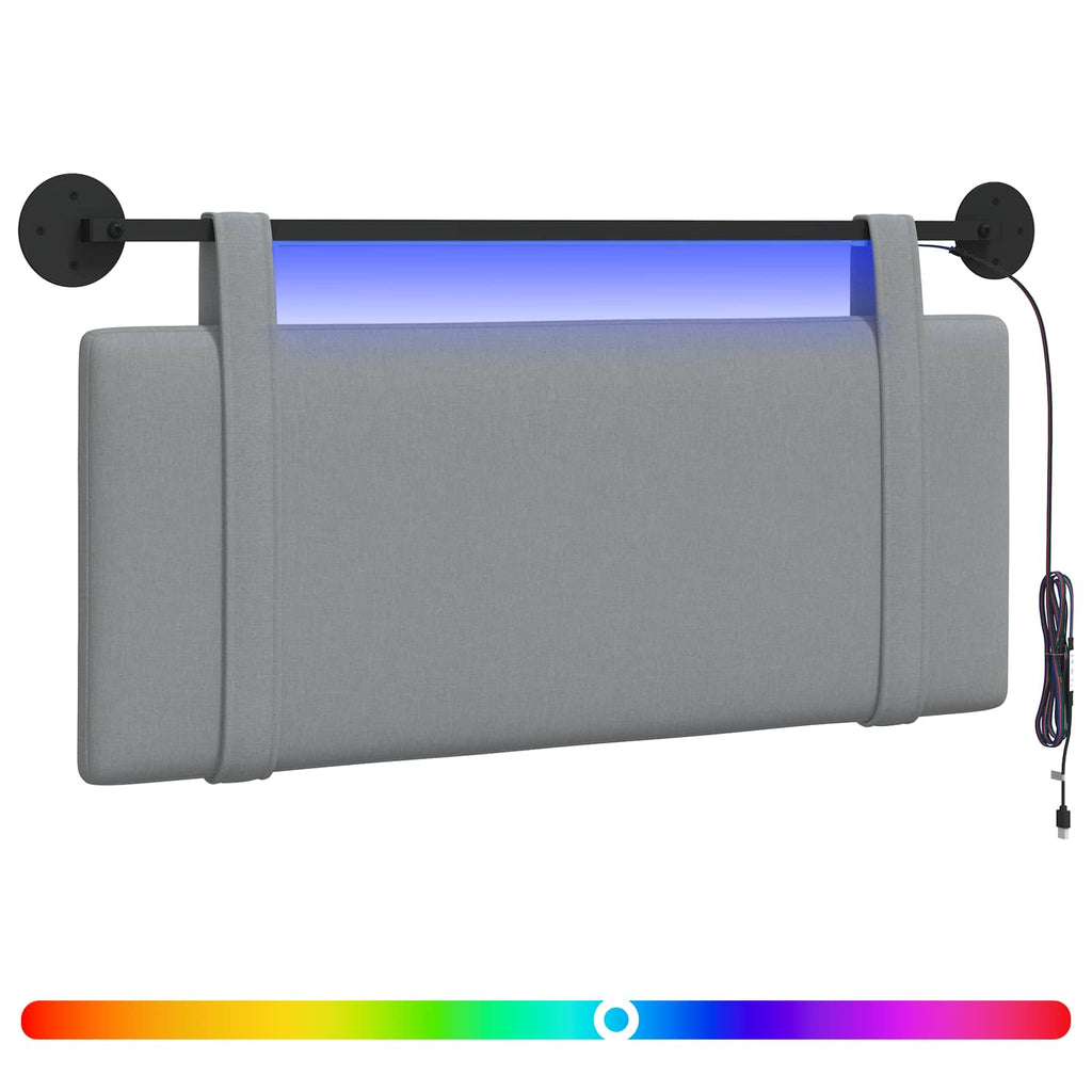 vidaXL Wezgłowie wiszące Z lampą LED jasnoszary tkanina