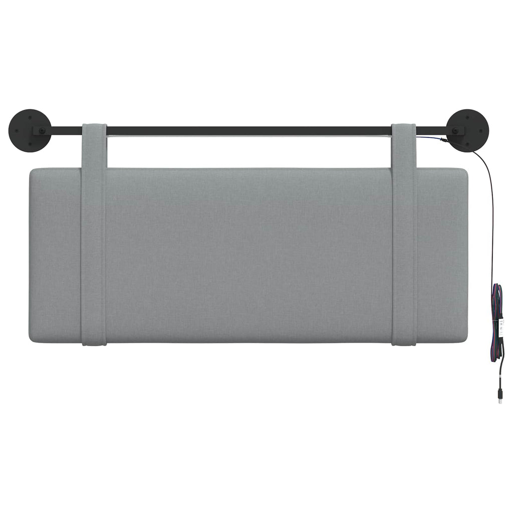 vidaXL Wezgłowie wiszące Z lampą LED jasnoszary tkanina