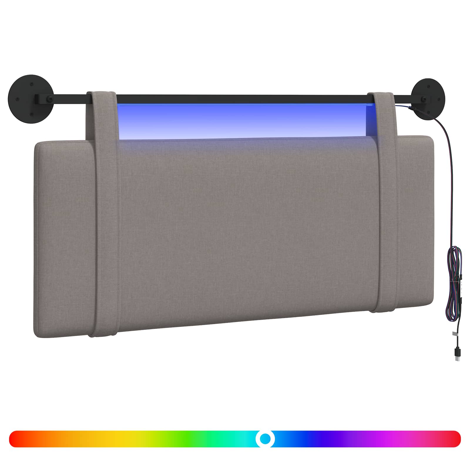 vidaXL Wezgłowie wiszące Z lampą LED Ciemnoszary tkanina