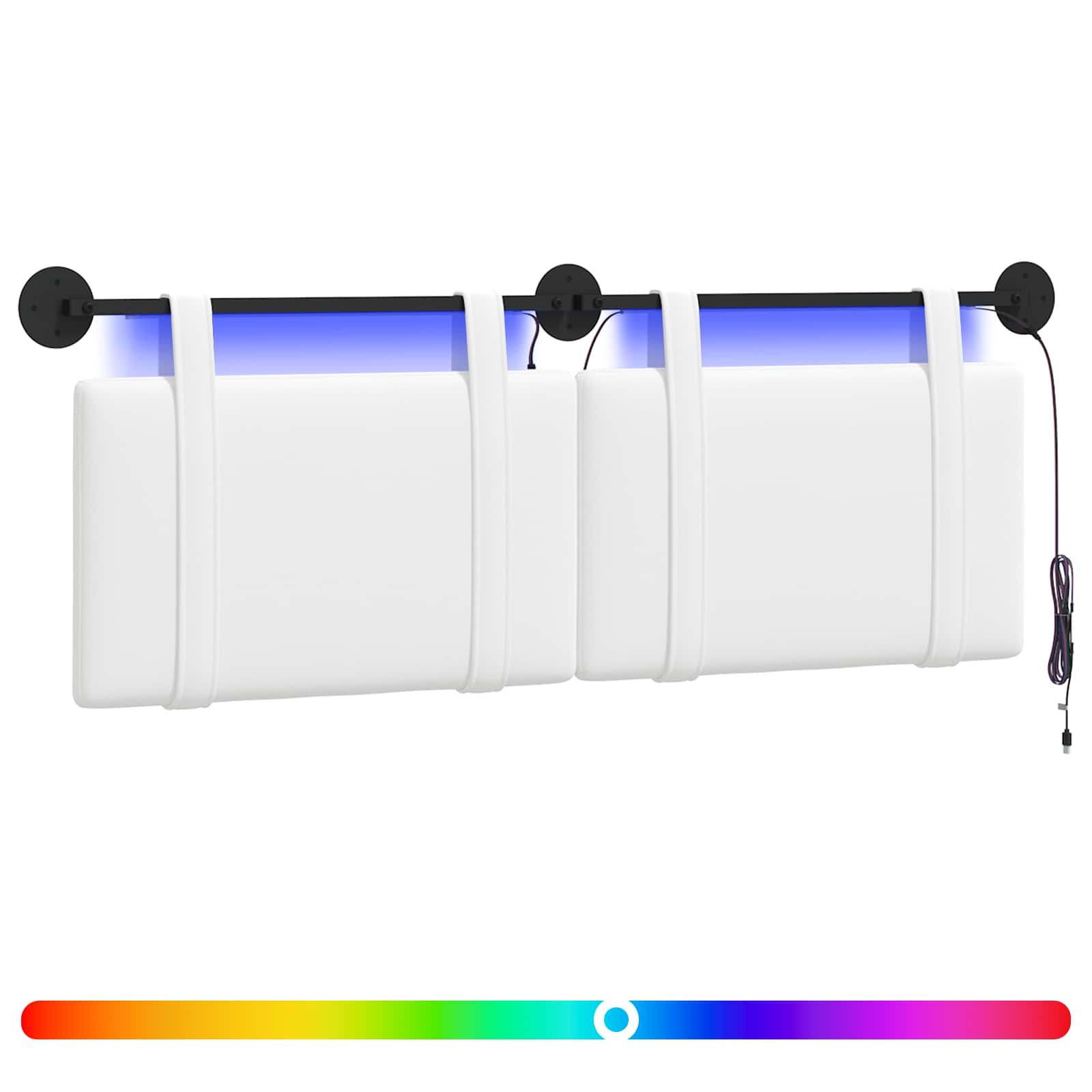 vidaXL Wezgłowie wiszące Z lampą LED Biały tkanina