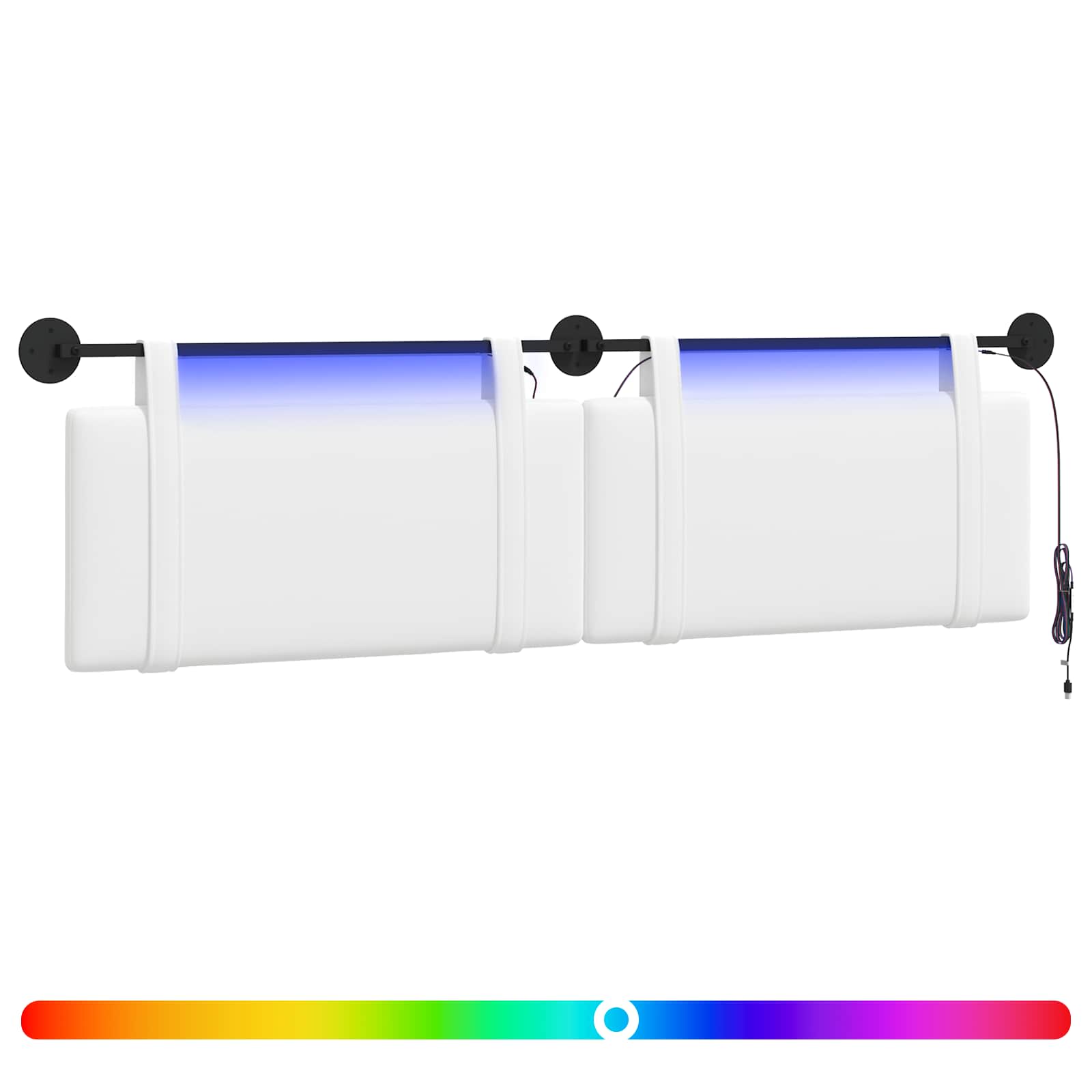 vidaXL Wezgłowie wiszące Z lampą LED Biały tkanina