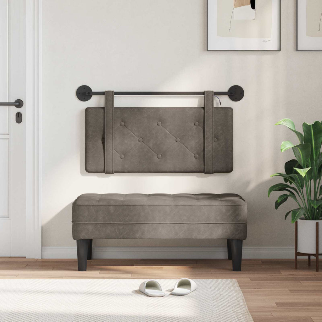 vidaXL Wezgłowie wiszące Z lampą LED Szary Antyczny PU
