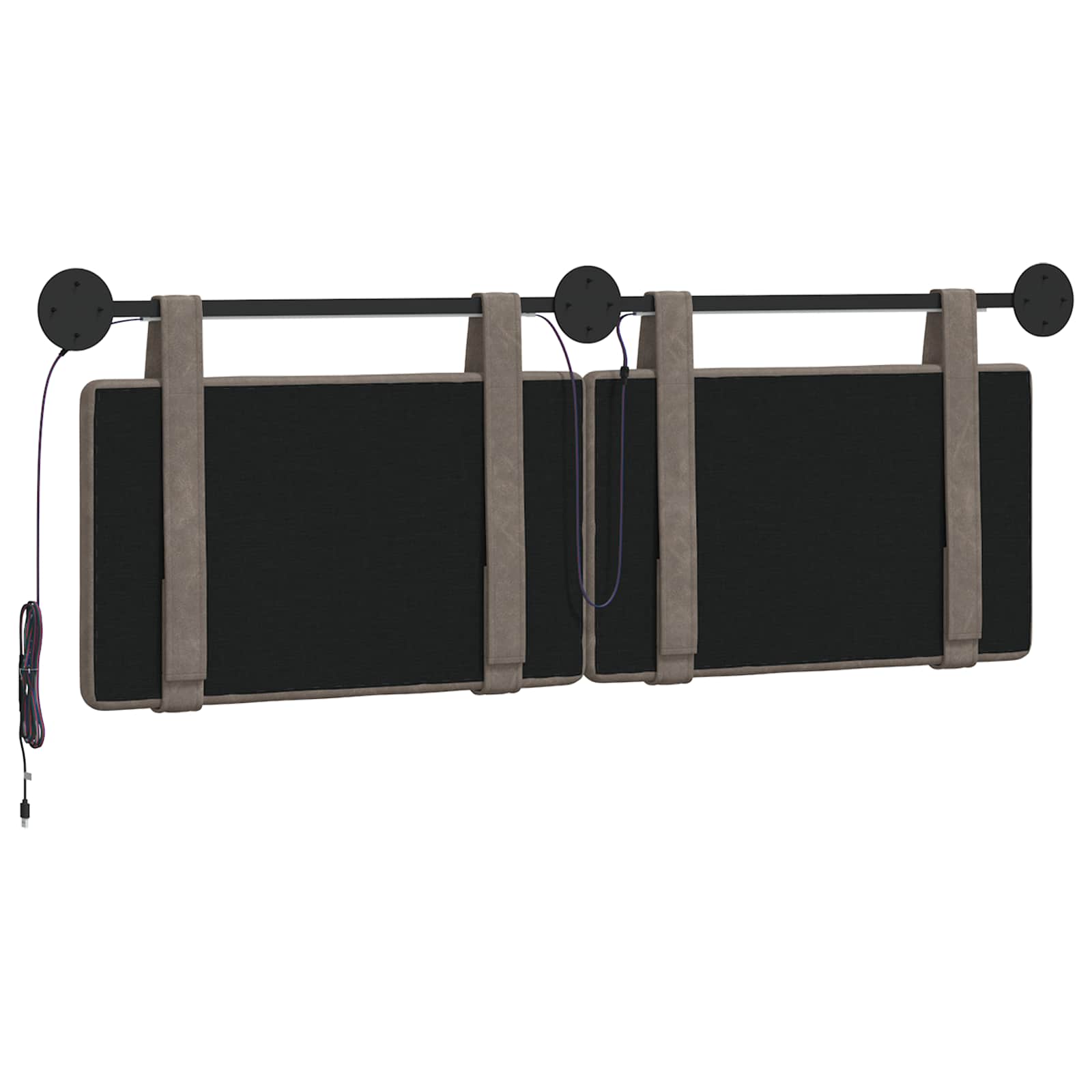 vidaXL Wezgłowie wiszące Z lampą LED Szary Antyczny PU