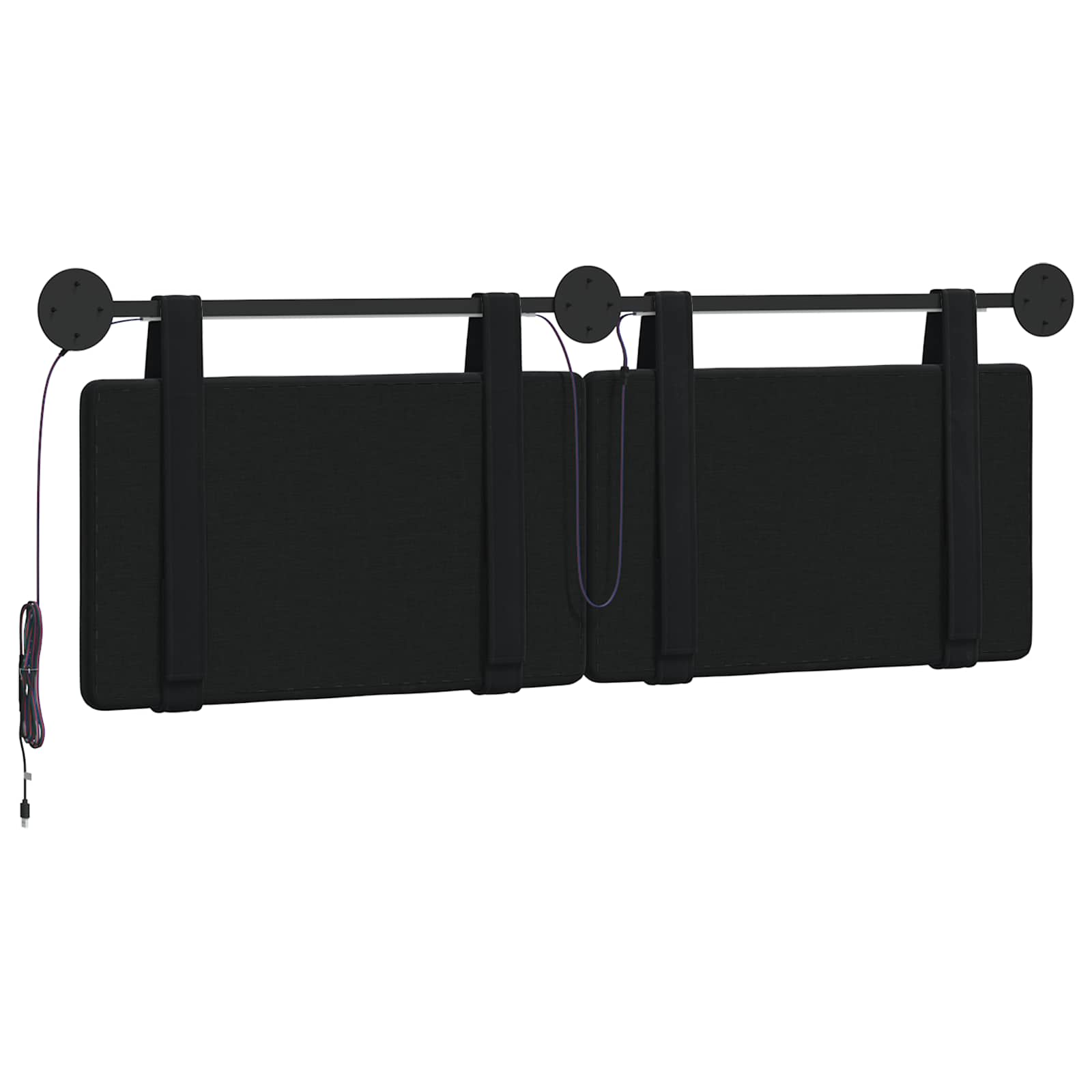 vidaXL Wezgłowie wiszące Z lampą LED Czarny Aksamit