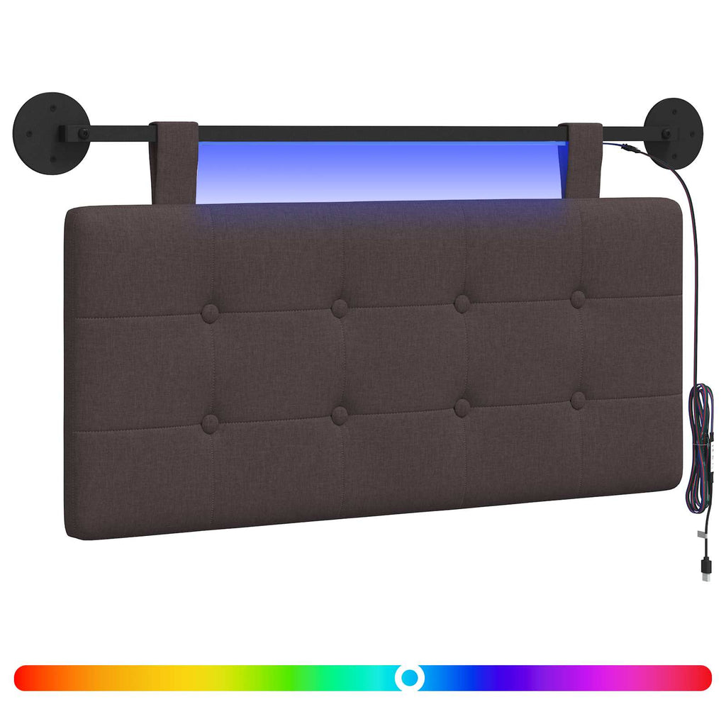 vidaXL Wezgłowie wiszące Z lampą LED Ciemny brąz tkanina