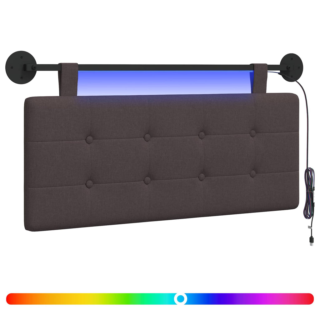 vidaXL Wezgłowie wiszące Z lampą LED Ciemny brąz tkanina