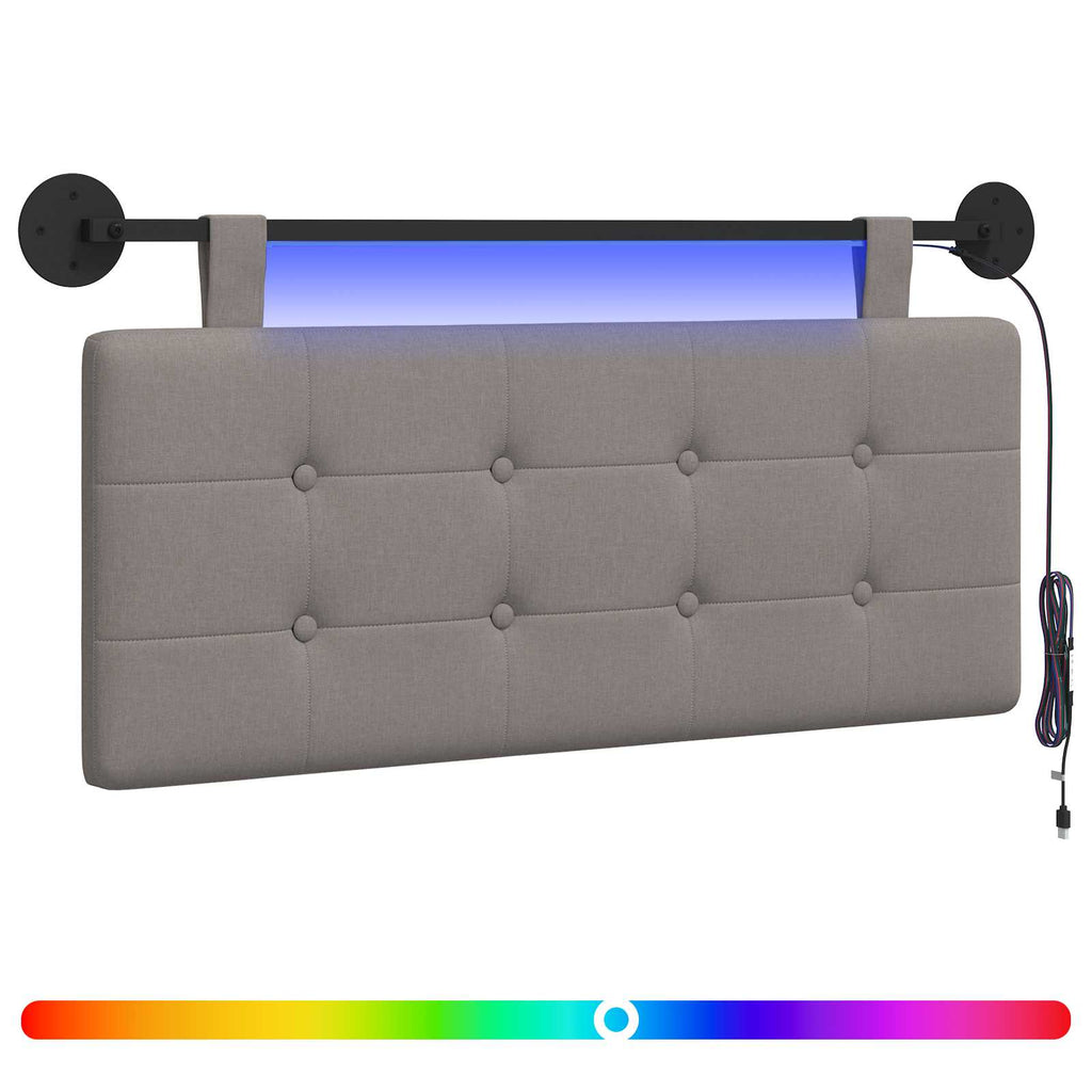 vidaXL Wezgłowie wiszące Z lampą LED Ciemnoszary tkanina