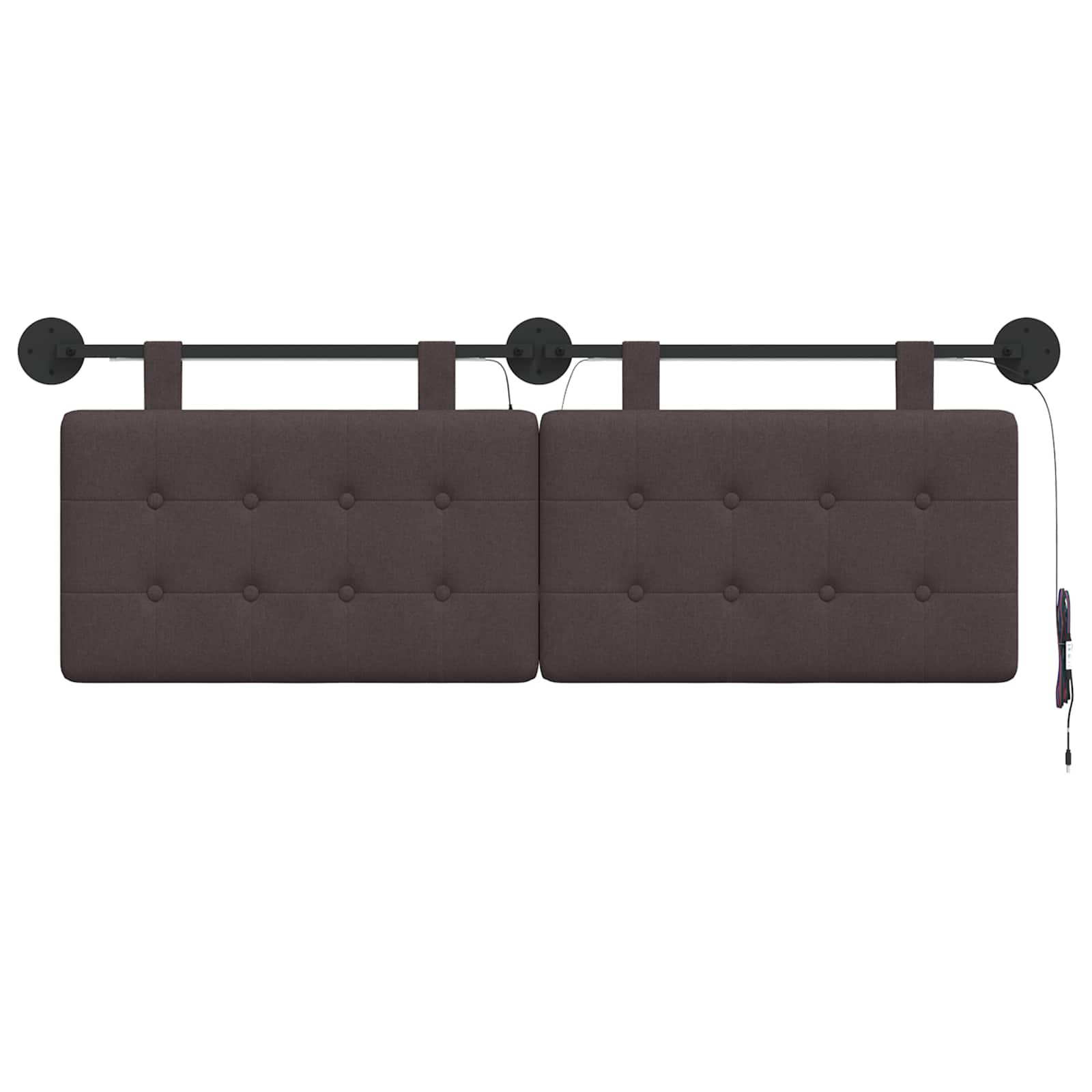 vidaXL Wezgłowie wiszące Z lampą LED Ciemny brąz tkanina