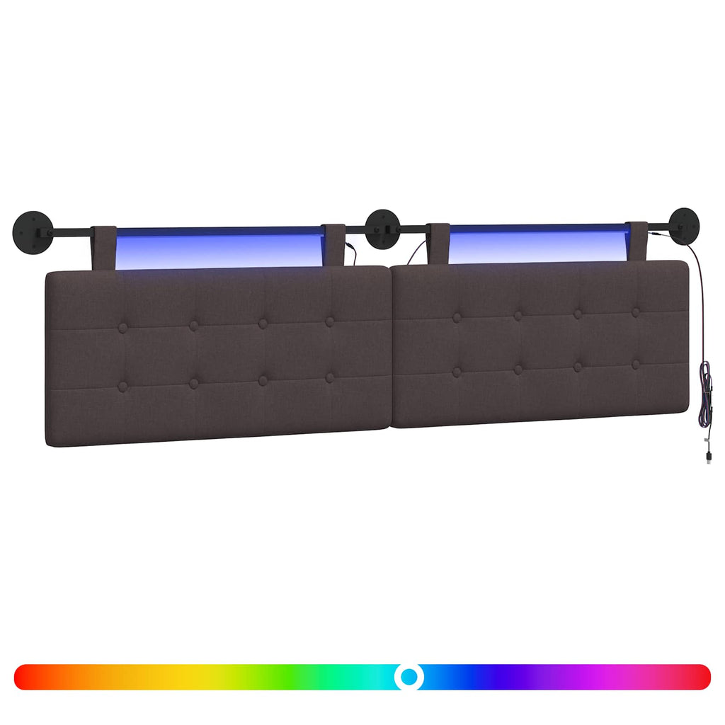 vidaXL Wezgłowie wiszące Z lampą LED Ciemny brąz tkanina