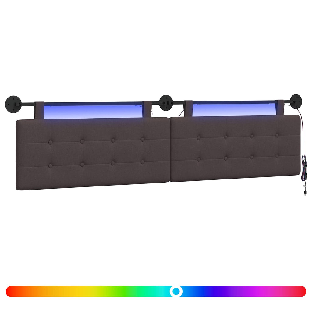 vidaXL Wezgłowie wiszące Z lampą LED Ciemny brąz tkanina