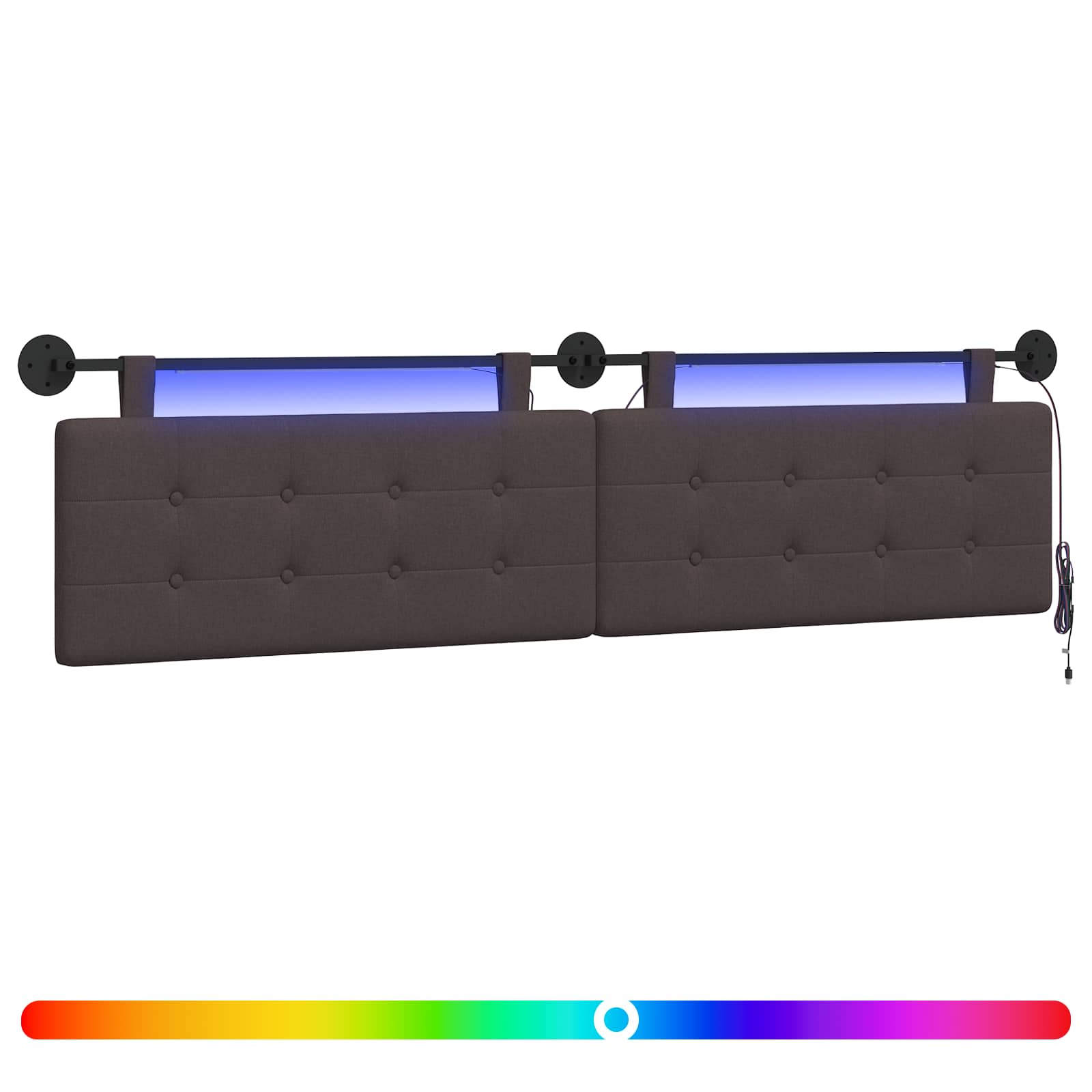 vidaXL Wezgłowie wiszące Z lampą LED Ciemny brąz tkanina