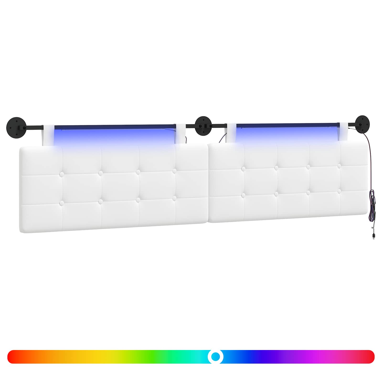 vidaXL Wezgłowie wiszące Z lampą LED Biały tkanina