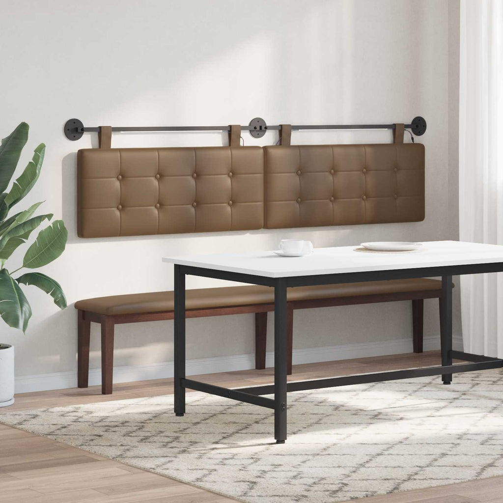 vidaXL Wezgłowie wiszące Z lampą LED Cappuccino Ekoskóra