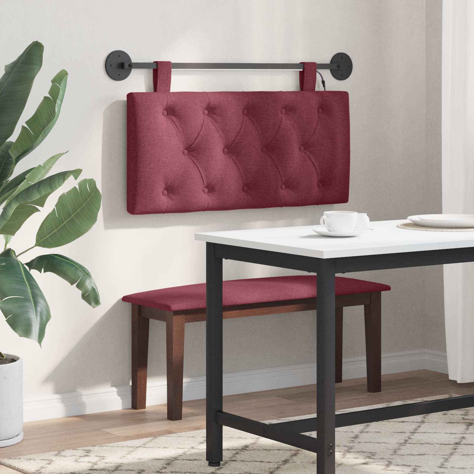 vidaXL Wezgłowie wiszące Z lampą LED Czerwone wino tkanina