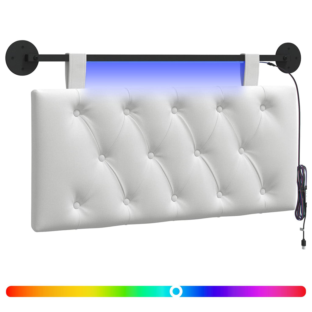 vidaXL Wezgłowie wiszące Z lampą LED Biały tkanina