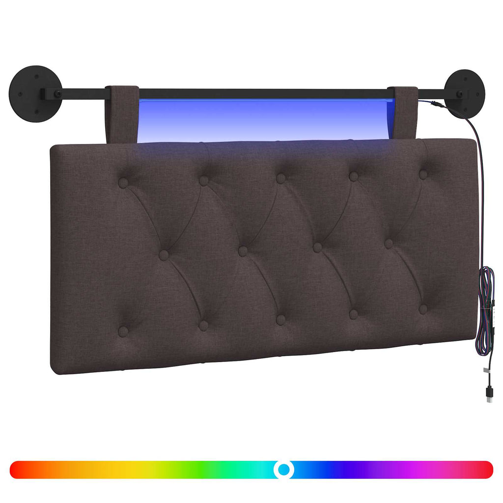 vidaXL Wezgłowie wiszące Z lampą LED Ciemny brąz tkanina