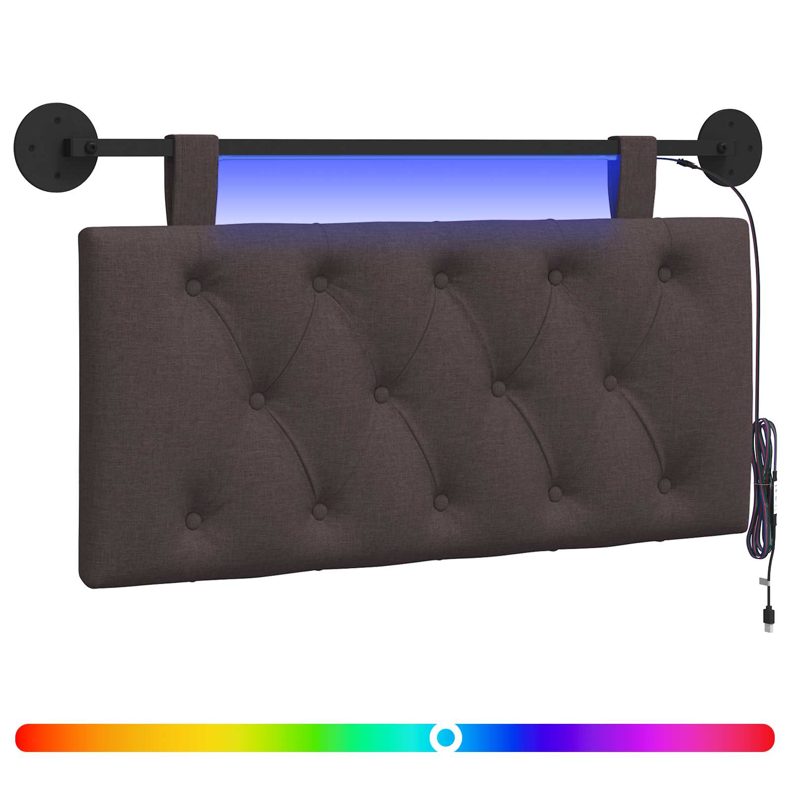 vidaXL Wezgłowie wiszące Z lampą LED Ciemny brąz tkanina