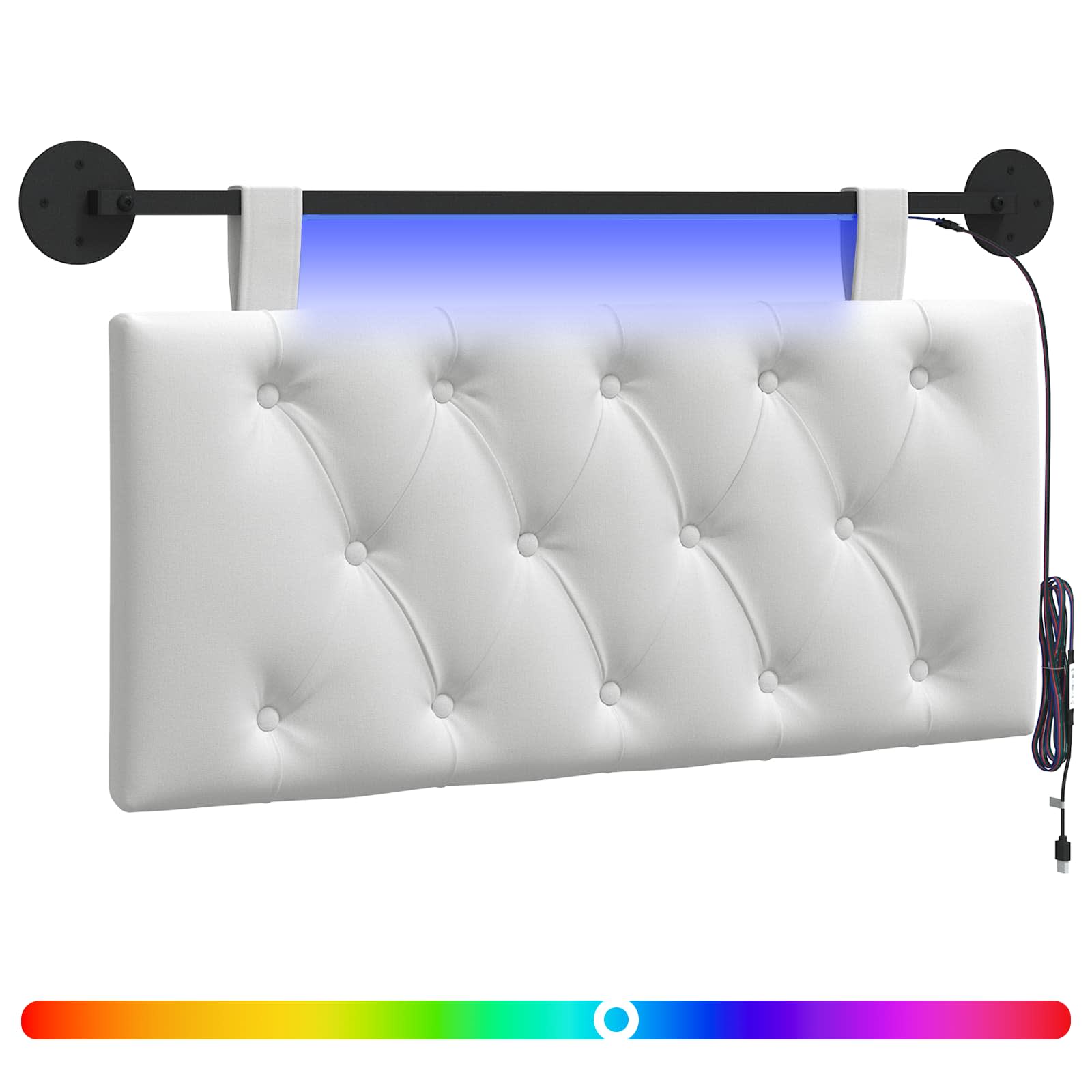 vidaXL Wezgłowie wiszące Z lampą LED Biały tkanina