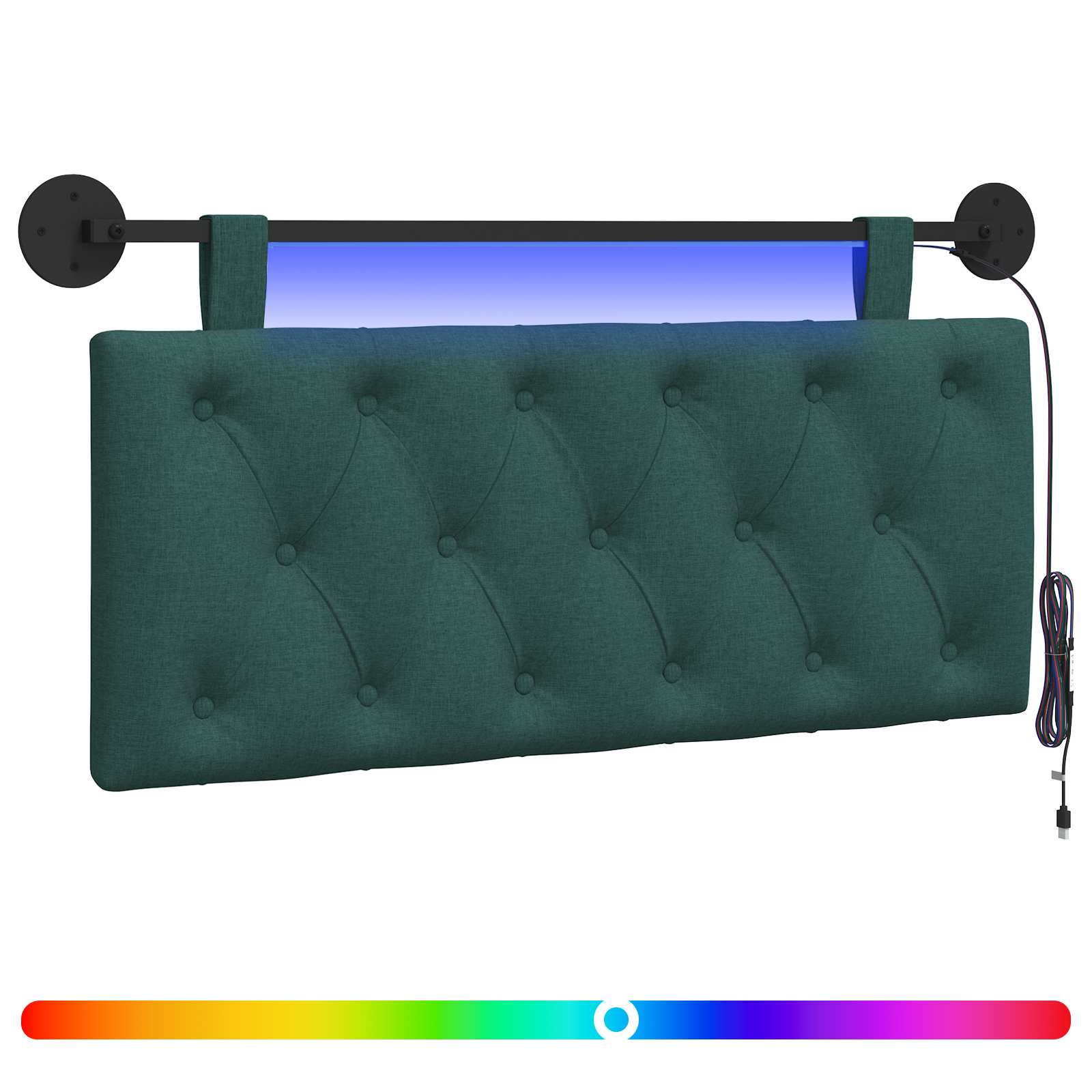 vidaXL Wezgłowie wiszące Z lampą LED Ciemnozielony tkanina