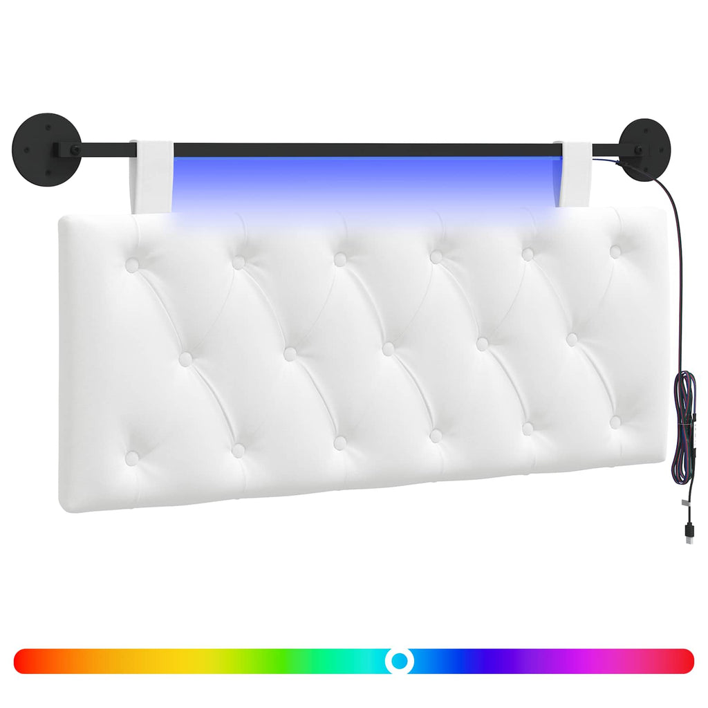 vidaXL Wezgłowie wiszące Z lampą LED Biały tkanina