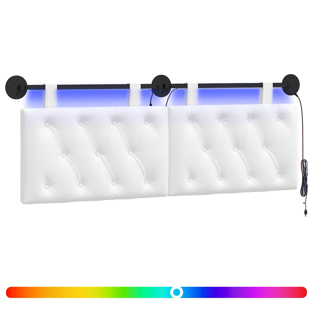vidaXL Wezgłowie wiszące Z lampą LED Biały tkanina