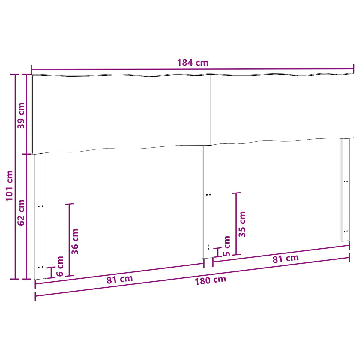 vidaXL Zagłówek z naturalnym brzegiem ROSTOCK Biały 180 cm