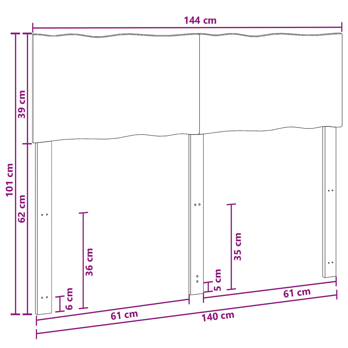 vidaXL Zagłówek z naturalnym brzegiem ROSTOCK Biały 140 cm