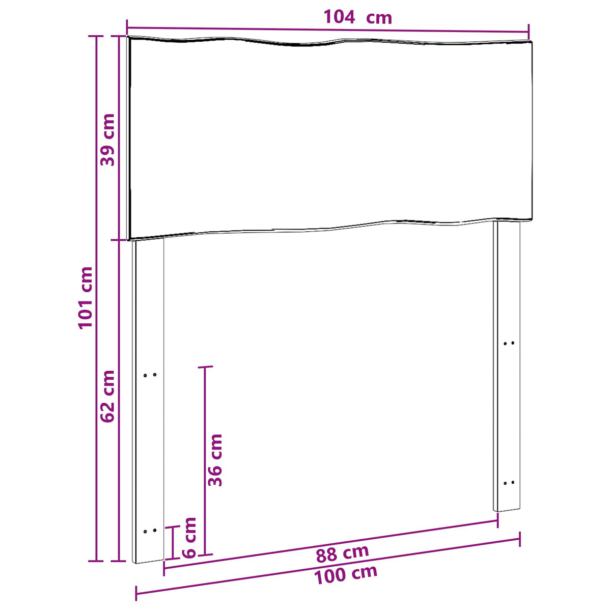 vidaXL Zagłówek z naturalnym brzegiem ROSTOCK Ciemny brąz 100 cm