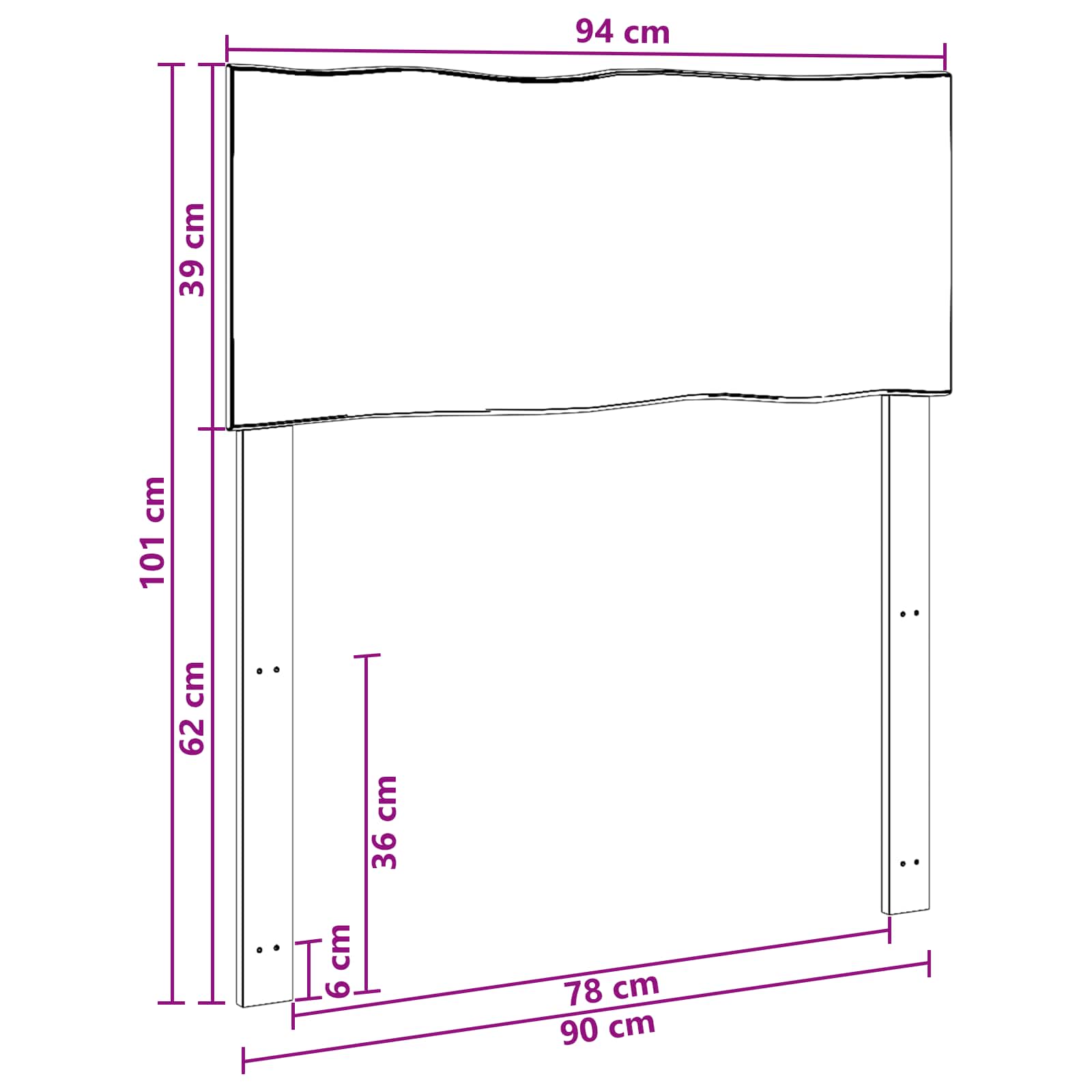 vidaXL Zagłówek z naturalnym brzegiem ROSTOCK Ciemny brąz 90 cm