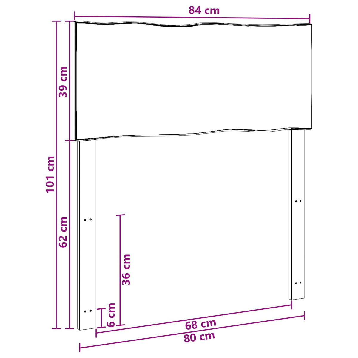 vidaXL Zagłówek z naturalnym brzegiem ROSTOCK Biały 80 cm