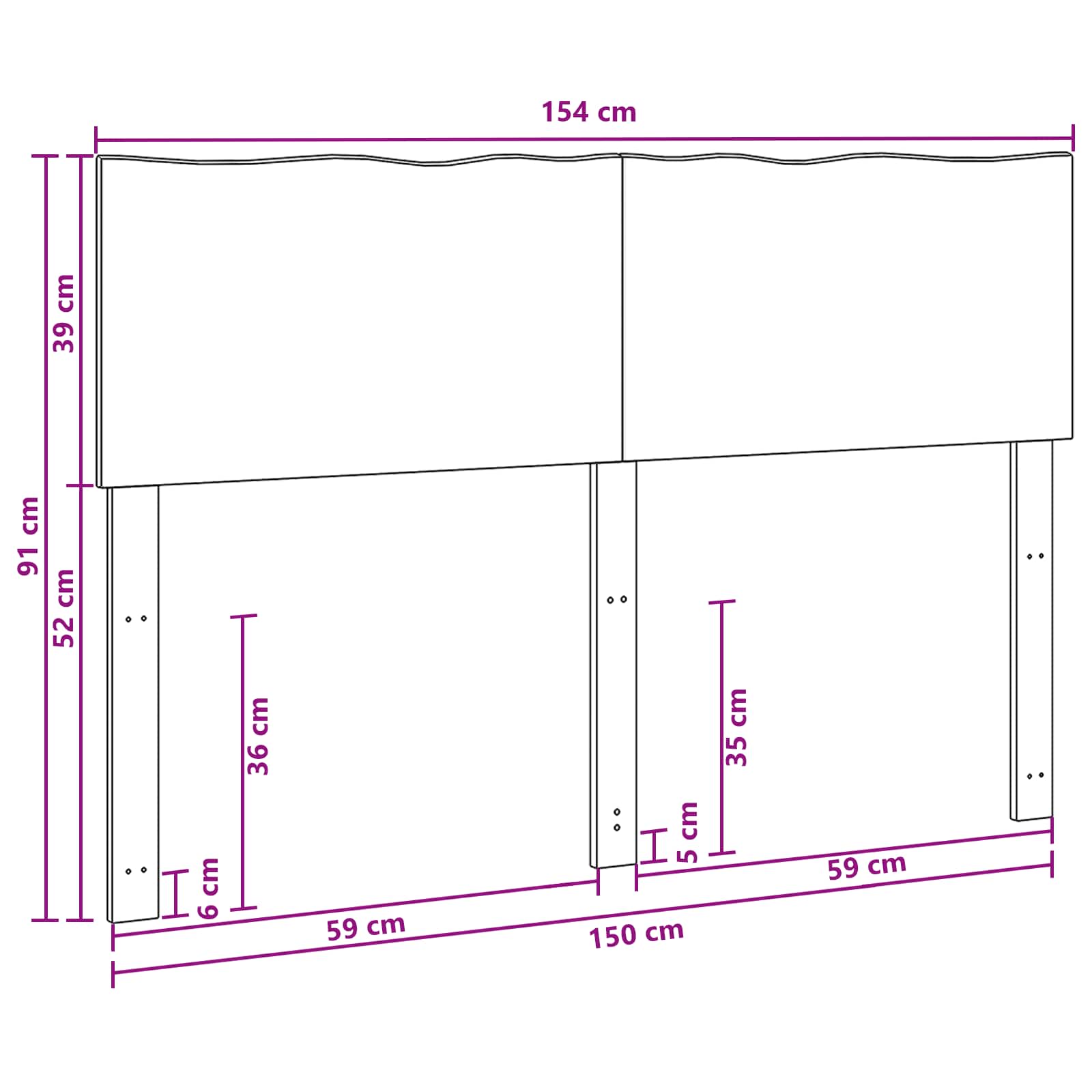 vidaXL Zagłówek z naturalnym brzegiem ROSTOCK Biały 150 cm