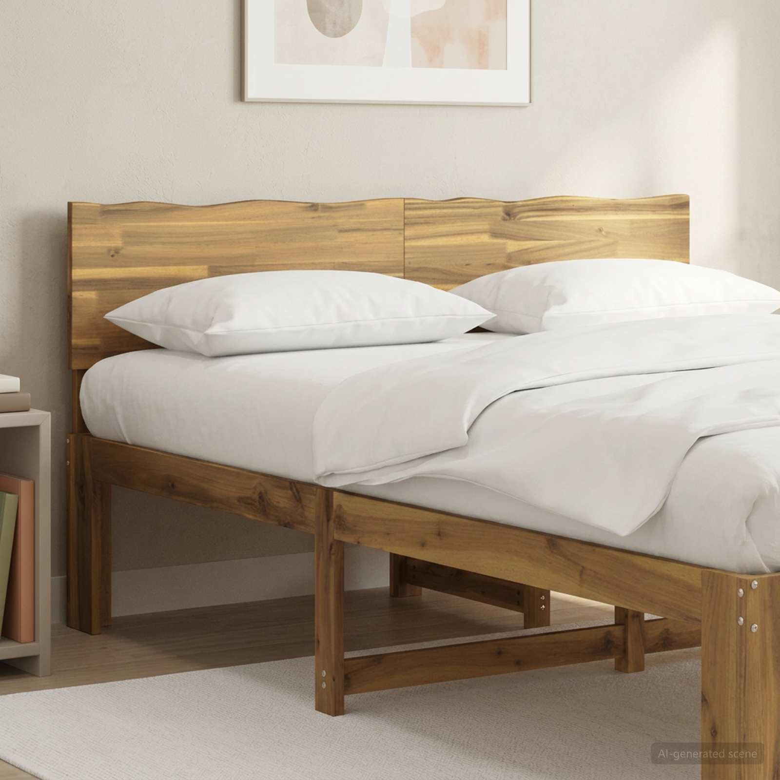 vidaXL Zagłówek z naturalnym brzegiem ROSTOCK Biały 140 cm