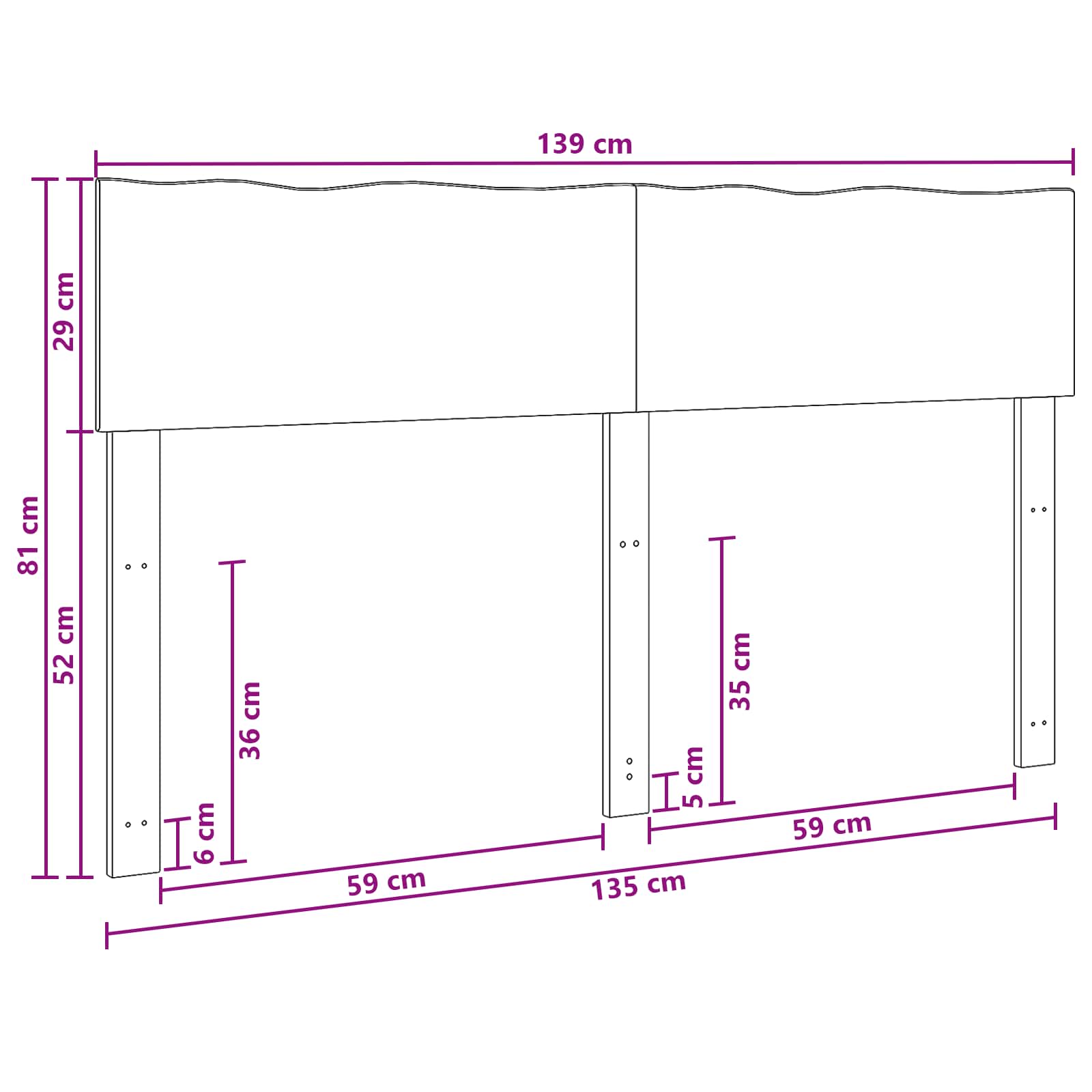 vidaXL Zagłówek z naturalnym brzegiem ROSTOCK Biały 135 cm