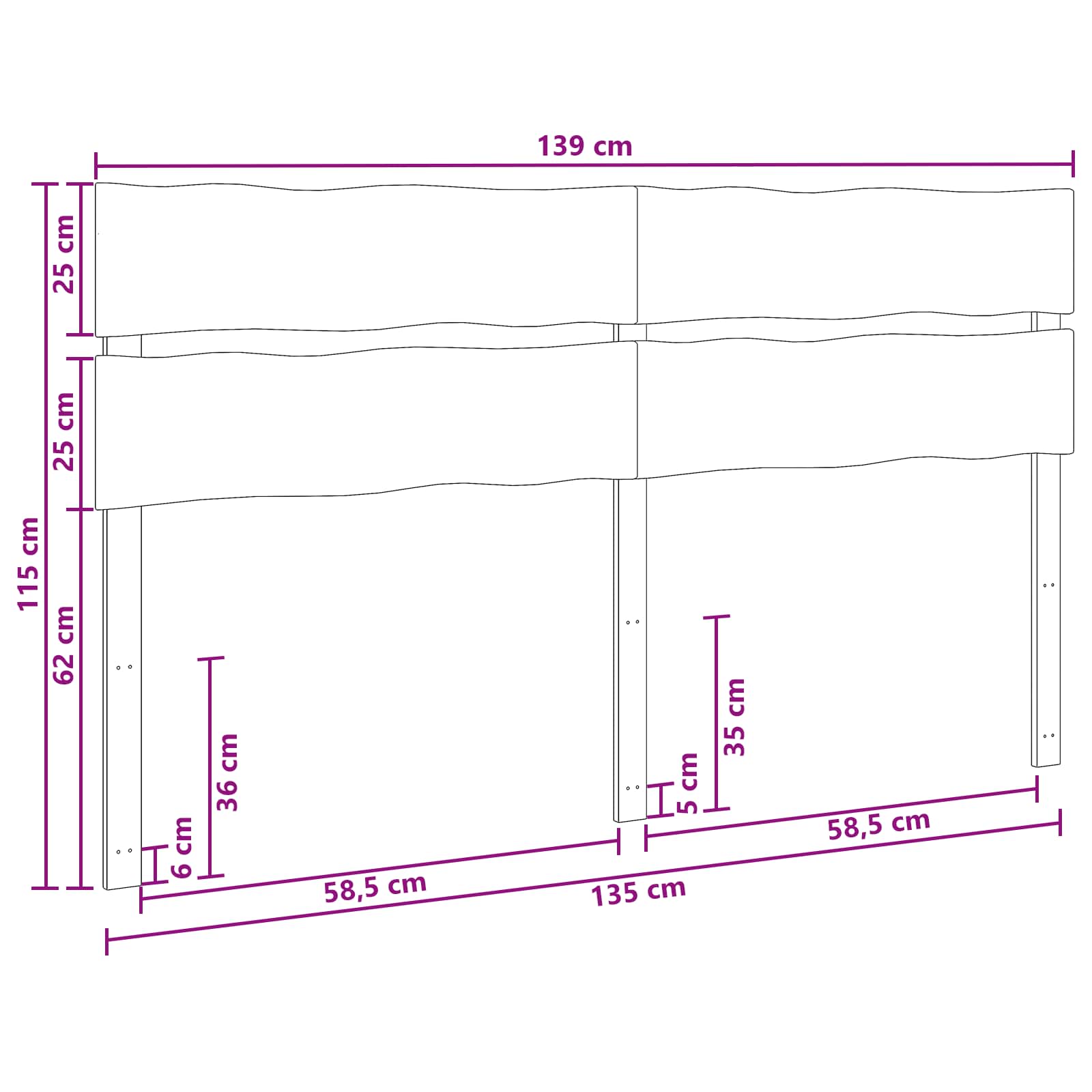 vidaXL Zagłówek z naturalnym brzegiem ROSTOCK Biały 135 cm